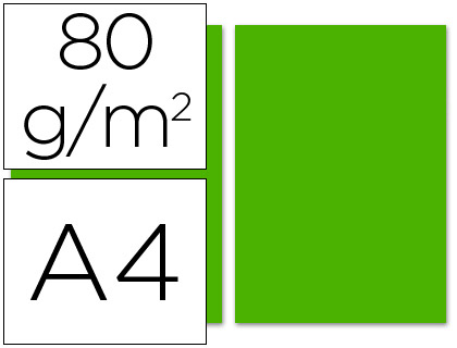 100h papel fotocopiadora Liderpapel A4 80g/m² color verde intenso